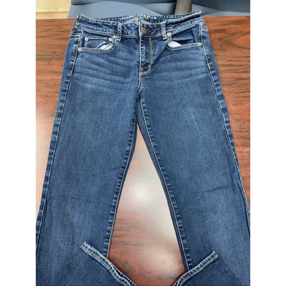 American Eagle Dark Wash Straight Leg Jeans Size 8 X-Long - Picture 2 of 8